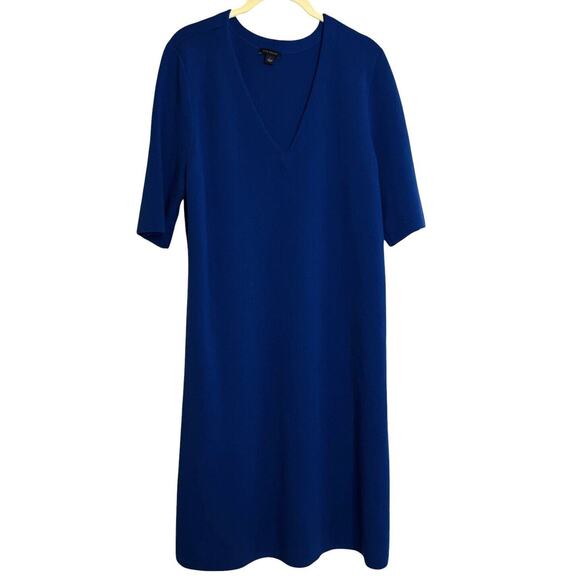 Ann Taylor Womens Knit Dress Size Large Blue Short Sleeve Viscose Nylon Spandex - Picture 1 of 6